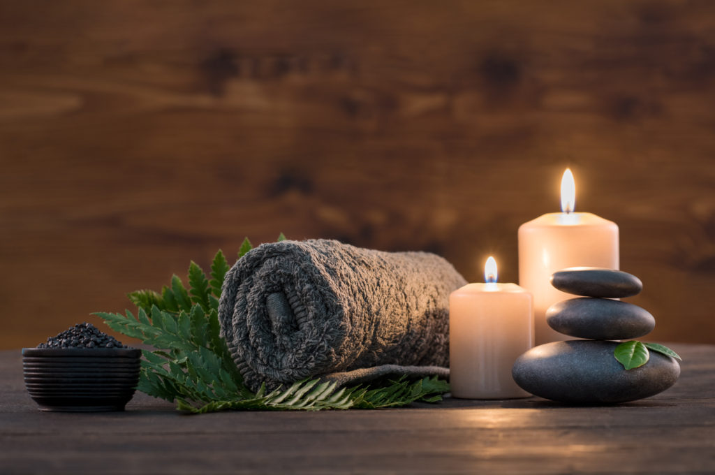 towel and candles